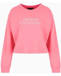 Armani Exchange - Cropped Sweatshirt With Logo In Asv Organic Cotton - Lyst