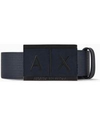 ARMANI EXCHANGE - Textured Leather Belt With An Embossed Logo Buckle - Lyst