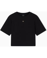ARMANI EXCHANGE - Cropped Cotton Jersey T-Shirt - Lyst