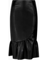 ARMANI EXCHANGE - Asv Faux Leather Midi Skirt With Ruffle - Lyst