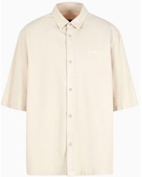 Armani Exchange - Boxy Fit Shirt With Short Sleeves In Lyocell And Cotton - Lyst