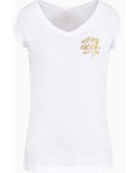 Armani Exchange - T-shirt Slim Fit Con Stampa Metal In Cotone Organico Asv - Lyst