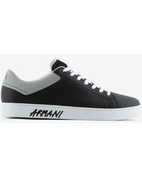 Armani Exchange - Graffiti Logo Leather Sneakers - Lyst