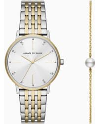 ARMANI EXCHANGE - Two-Tone Three-Hand Stainless Steel Watch And Bracelet Set - Lyst