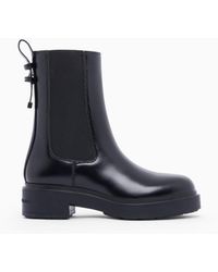 ARMANI EXCHANGE - Bottines Chelsea En Cuir Lisse À Semelle En Caoutchouc - Lyst