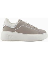 Armani Exchange - Leather Sneakers With Contrasting Detail - Lyst