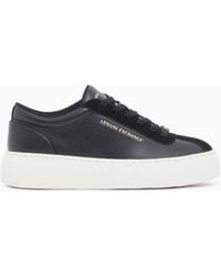 ARMANI EXCHANGE - Low Cut Sneakers With Suede And Tumbled Finish - Lyst