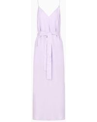 Armani Exchange - Long Dress With Belt In Satin Jacquard - Lyst