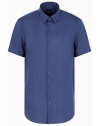 Armani Exchange - Regular Fit Short-sleeved Shirt In Cotton And Modal - Lyst