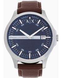 ARMANI EXCHANGE - Three-Hand Watch With Leather Strap - Lyst