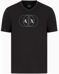 Armani Exchange - Regular Fit T-shirt In Asv Organic Cotton With V-neck - Lyst