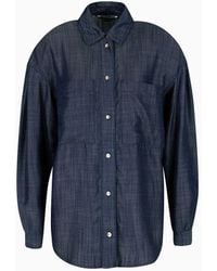 Armani Exchange - Chambray Denim Shirt With Wide Sleeves - Lyst