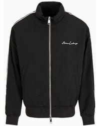Armani Exchange - Full Zip Blouson In Crinkle Fabric With Logo On The Chest - Lyst
