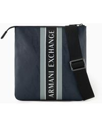 Armani Exchange - Flat Shoulder Strap With All-over Lettering And Two-tone Band With Logo - Lyst