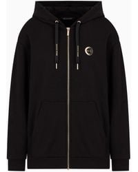 ARMANI EXCHANGE - Metal Logo Zip Up Hoodie - Lyst
