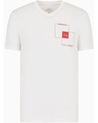 Armani Exchange - T-shirt Slim Fit In Cotone Stretch Con Logo Sul Petto - Lyst