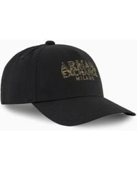 ARMANI EXCHANGE - Cotton Visor Cap With Blurred Logo - Lyst