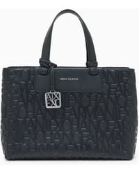 ARMANI EXCHANGE - Shopper Tote M Geprägtes Muster Metallischer Logoanhänger - Lyst