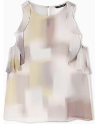 ARMANI EXCHANGE - Abstract Print Viscose Top With Ruffles - Lyst