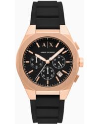ARMANI EXCHANGE - Montre Chronographe Sync En Silicone Noir - Lyst