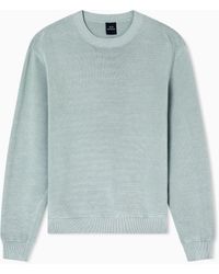 ARMANI EXCHANGE - Striped Texture Crew Neck Sweater - Lyst