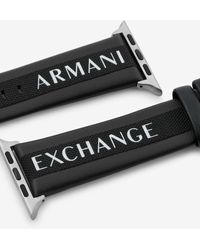 Armani Exchange Correa De Rpet Y Cuero Negro Para Apple Watch® 42 Mm / 44 Mm / 45 Mm