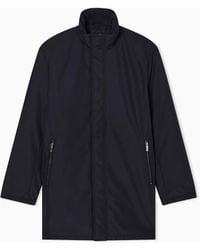 ARMANI EXCHANGE - Overcoat With A High Collar And Concealed Zipper Essential - Lyst