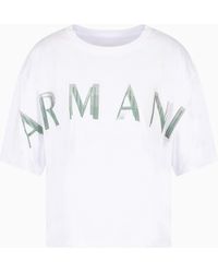 ARMANI EXCHANGE - Camiseta Corta Con Logotipo Con Efecto Óptico - Lyst