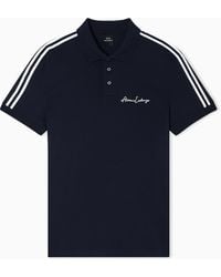 ARMANI EXCHANGE - Stretch Cotton Piquet Polo With Stripes And Logo Essential - Lyst