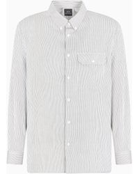 ARMANI EXCHANGE - Gestreiftes Button-Down-Hemd Mit Normaler Passform - Lyst