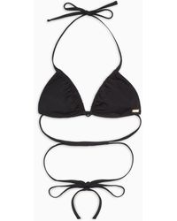 Armani Exchange - Bikini Top With Laces In Asv Recycled Fabric - Lyst
