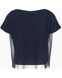 Armani Exchange - Short-sleeved Blouse In Pleated Fabric - Lyst