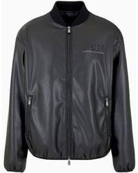 Armani Exchange - Coated Eco Leather Bomber Jacket - Lyst