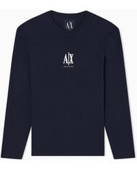 ARMANI EXCHANGE - Slim-Fit Long-Sleeve Cotton T-Shirt With Logo Icon - Lyst