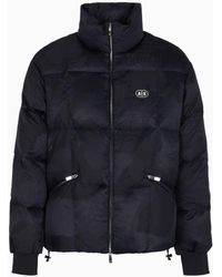 Armani Exchange - Full Zip Down Jacket In Jacquard Fabric - Lyst