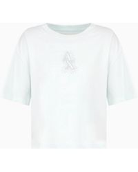 ARMANI EXCHANGE - Cropped T-Shirt With Rhinestone Logo - Lyst