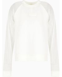 Armani Exchange - Crew-neck Sweatshirt In Scuba Fabric With Mesh Sleeves - Lyst