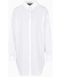 Armani Exchange - Long Shirt In Asv Organic Cotton Poplin - Lyst