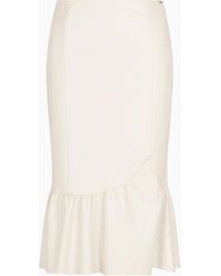 ARMANI EXCHANGE - Asv Faux Leather Midi Skirt With Ruffle - Lyst