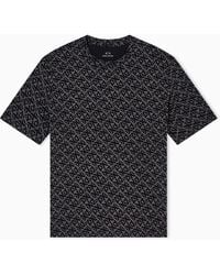 ARMANI EXCHANGE - T-Shirt Mit Normaler Passform Und Allover-Logo - Lyst