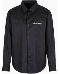 Armani Exchange - Regular Fit Shirt In Stretch Satin Cotton - Lyst