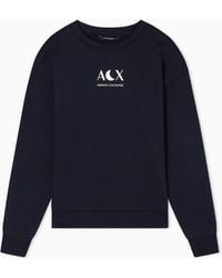 ARMANI EXCHANGE - Solid Color French Terry Cotton Crew Neck Sweatshirt - Lyst