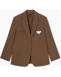 ARMANI EXCHANGE - Single-Breasted Oversized Jacket With Pocket Square - Lyst