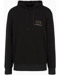 Armani Exchange - Hooded Sweatshirt With Stretch Interlock Logo - Lyst