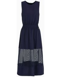 Armani Exchange - Asv Recycled Fabric Transparent Mesh Detail Long Dress - Lyst