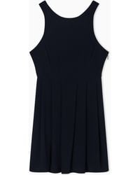 ARMANI EXCHANGE - Short Light Crepe Dress With Asymmetric Draping - Lyst