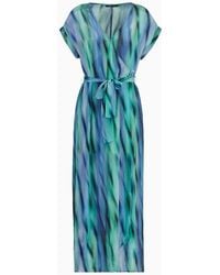 Armani Exchange - Long Printed Fabric Satin Dress - Lyst