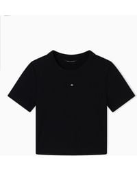 ARMANI EXCHANGE - Cropped T-Shirt With Logo - Lyst