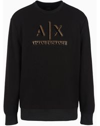 Armani Exchange - Crew-neck Sweatshirt With Stretch Interlock Logo - Lyst