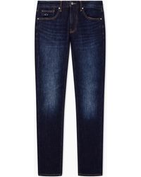 ARMANI EXCHANGE - Slim-Fit Five-Pocket Denim Jeans With A Leather Patch - Lyst